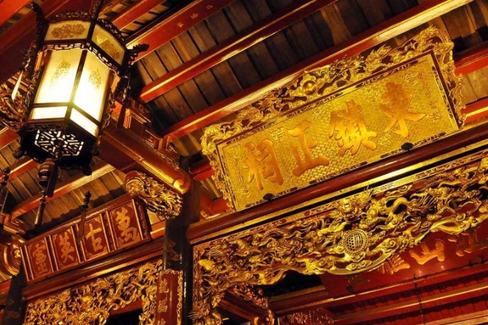 The interior is exquisitely decorated and carved